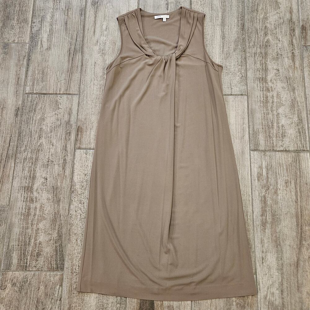 Vince‎ Dress Womens Size S Twist Neck Taupe Jersey Stretch Sleeveless SMALL FLAW